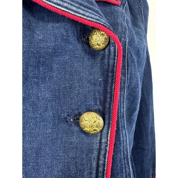 Vintage Ralph Lauren Double Breasted Denim Jacket Petite Equestrian Preppy - Picture 9 of 10